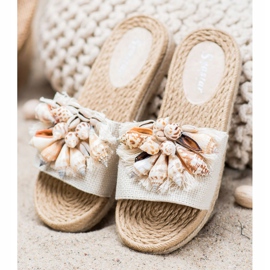 Seastar Chanclas de moda con conchas beige 2