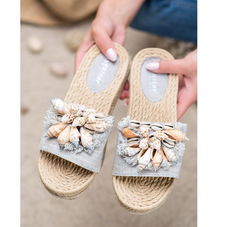Seastar Chanclas de moda con conchas gris 1