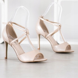 Goodin Zapatos de salón abiertos con purpurina beige 2
