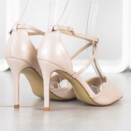 Goodin Zapatos de salón abiertos con purpurina beige 3