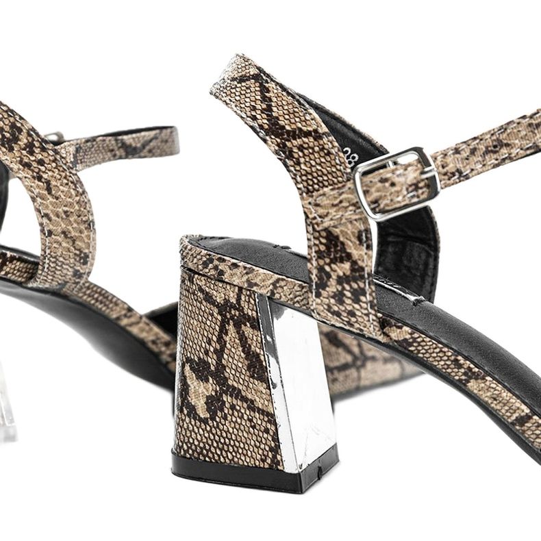 Zapatos de tacón con diseño de piel de serpiente en el bloque Anita beige 1