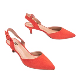 Zapatos de salón de ante ecológico naranja con tacón Meghan 2