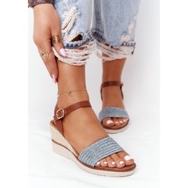 EVE Sandalias Con Tacón Cuña Trenzada Azul Tenerife marrón 2 EVE Sandalias Con Tacón Cuña Trenzada Azul Tenerife marrón 2