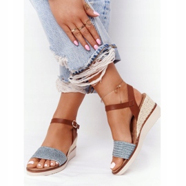 EVE Sandalias Con Tacón Cuña Trenzada Azul Tenerife marrón 1 EVE Sandalias Con Tacón Cuña Trenzada Azul Tenerife marrón 1