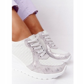 S.Barski Zapatillas de Piel con Cuña S. Barki Blanco-Plata 7