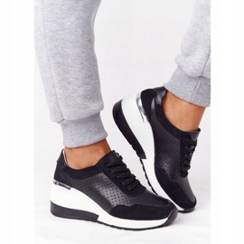 S.Barski Zapatos deportivos con cuña de cuero calado S. Bararski Negro blanco 2