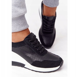 S.Barski Zapatos deportivos con cuña de cuero calado S. Bararski Negro blanco 4