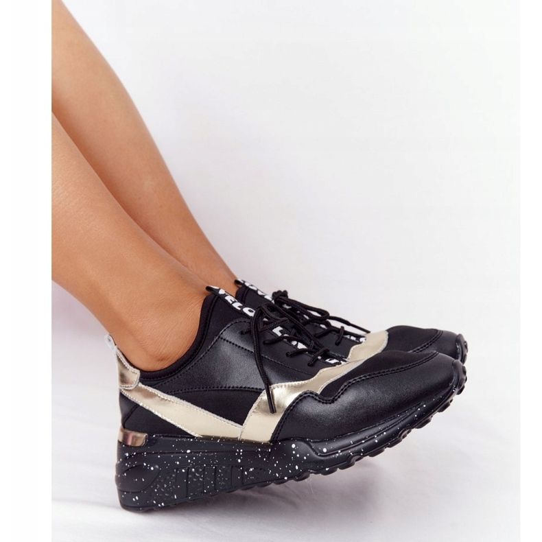 Zapatillas de Piel con Cuña S.Barski Negro y Dorado 1