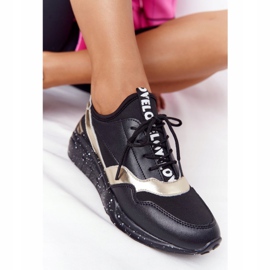 Zapatillas de Piel con Cuña S.Barski Negro y Dorado 5