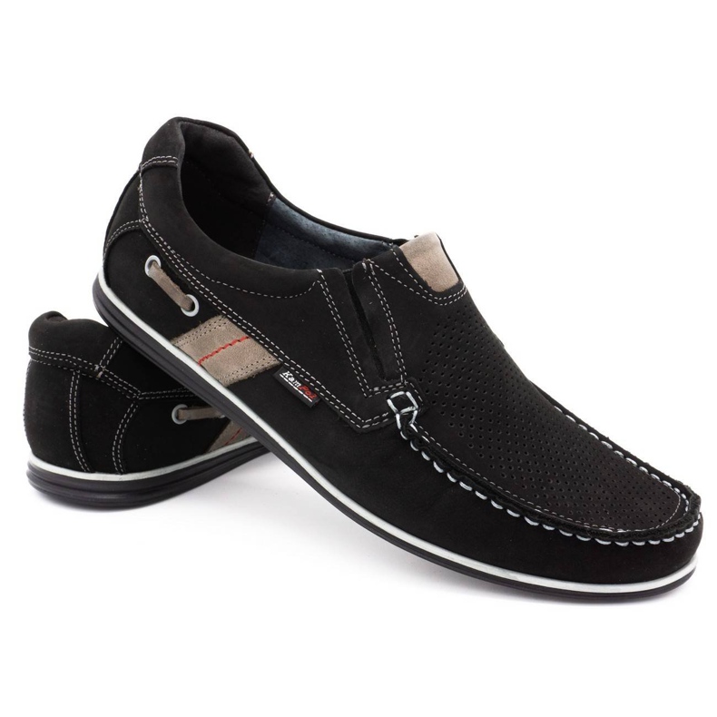 Kampol Mocasines de hombre calados para el verano 53/3 / P negro beige 4 Kampol Mocasines de hombre calados para el verano 53/3 / P negro beige 4