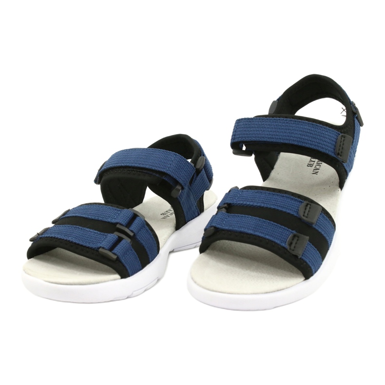 American Club Sandalias deportivas femeninas Inserto de cuero deportivo RL45/21 Black and Navy Blue negro 1