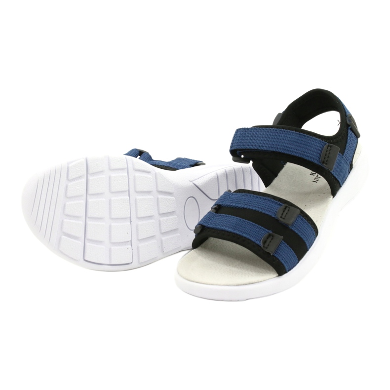 American Club Sandalias deportivas femeninas Inserto de cuero deportivo RL45/21 Black and Navy Blue negro 2