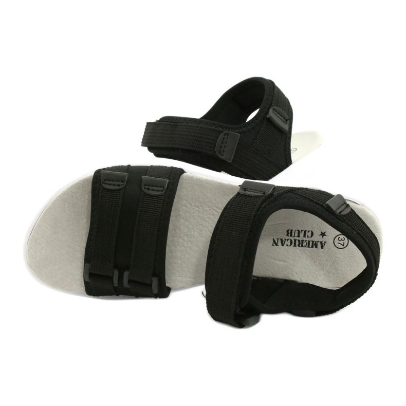 American Club Sandalias femeninas Inserto de cuero deportivo RL45/21 Negro 4