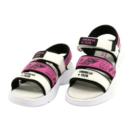 American Club Sandalias Deportivas Infantiles Plantilla Piel RL29/21 Negro-Fuxia blanco 1