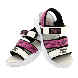 American Club Sandalias Deportivas Infantiles Plantilla Piel RL29/21 Negro-Fuxia blanco 3