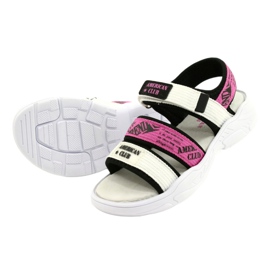 American Club Sandalias Deportivas Infantiles Plantilla Piel RL29/21 Negro-Fuxia blanco 2