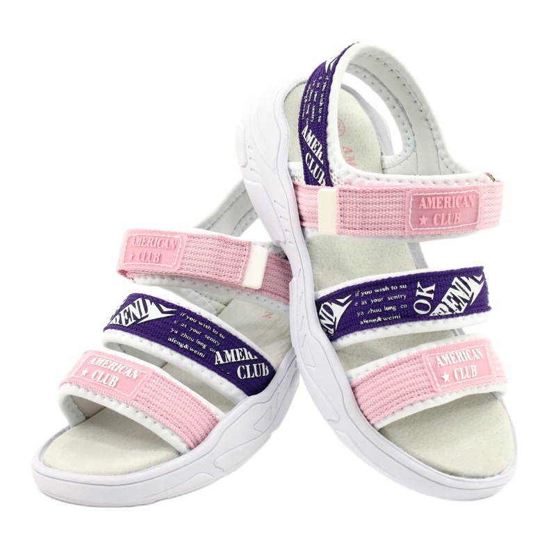 American Club Sandalias Deportivas Plantilla Piel RL29/21 Rosa y violeta rosado 3