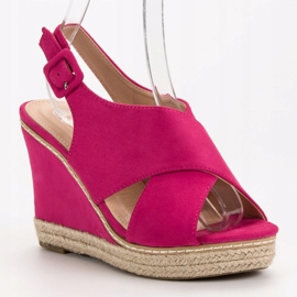 Anesia Paris Sandalias de cuña de ante rosado 4