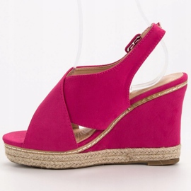 Anesia Paris Sandalias de cuña de ante rosado 5