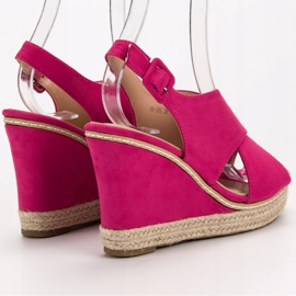 Anesia Paris Sandalias de cuña de ante rosado 6