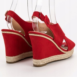 Anesia Paris Sandalias de cuña de ante rojo 6