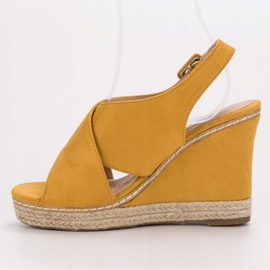 Anesia Paris Sandalias de cuña de ante amarillo 6