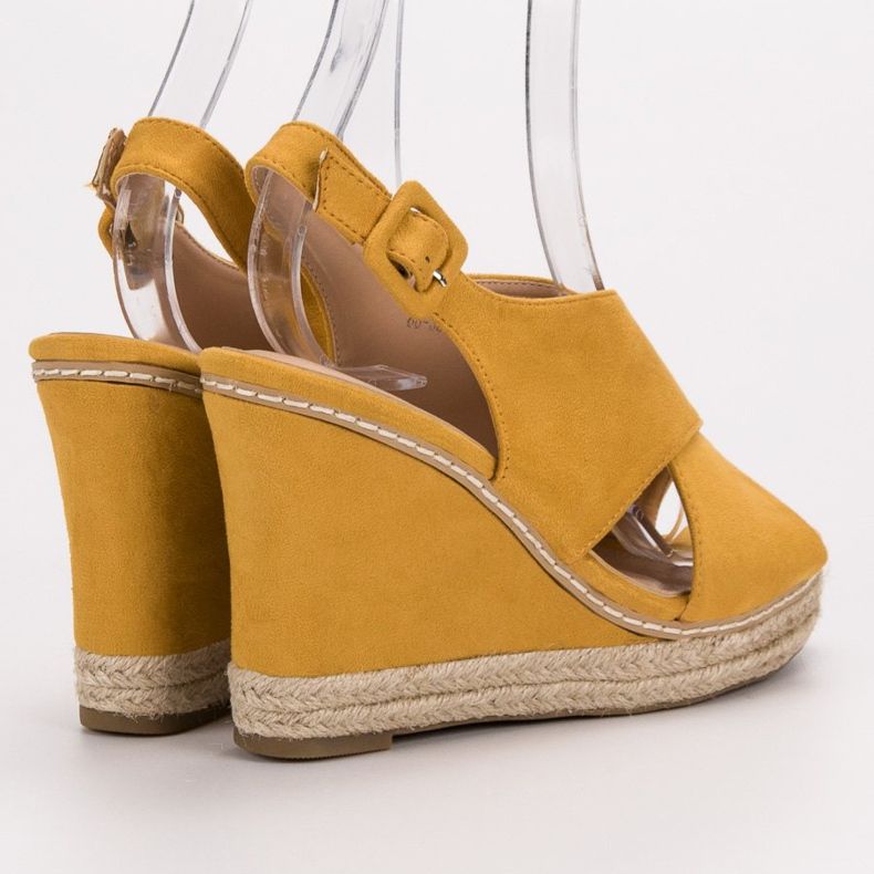 Anesia Paris Sandalias de cuña de ante amarillo 1