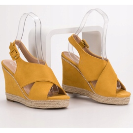 Anesia Paris Sandalias de cuña de ante amarillo 2