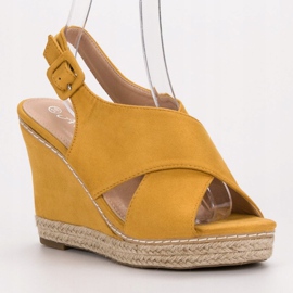 Anesia Paris Sandalias de cuña de ante amarillo 5