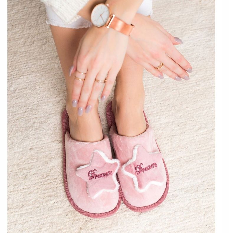 Bona Cómodas pantuflas de ensueño blanco rosa 1