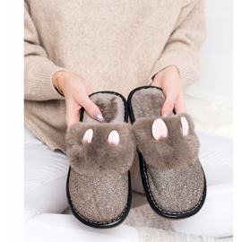 Bona Zapatillas de purpurina con daño beige 4