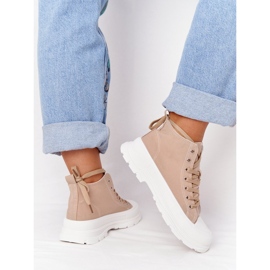 Zapatillas altas de mujer con suela grande marrón claro Trissy 4