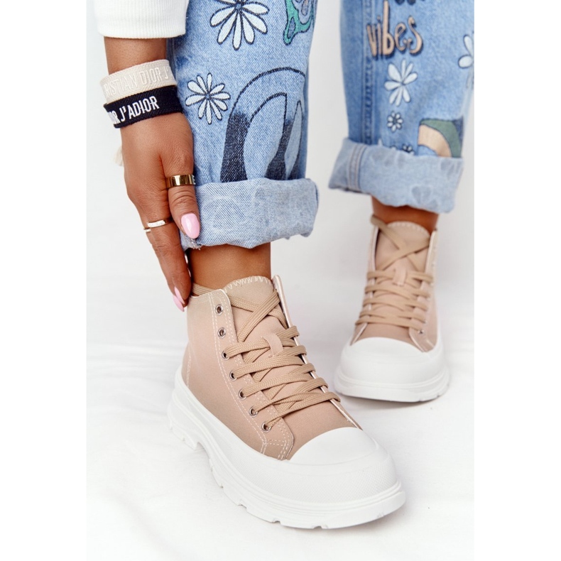 Zapatillas altas de mujer con suela grande marrón claro Trissy 2