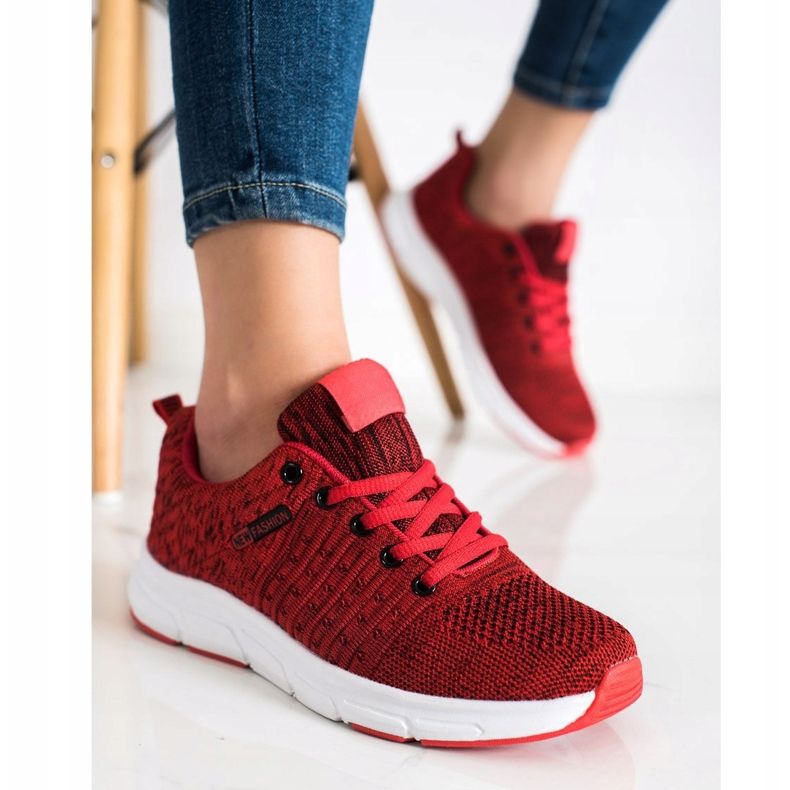 SHELOVET Zapatillas deportivas ligeras caladas rojo 2