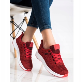 SHELOVET Zapatillas deportivas ligeras caladas rojo 3