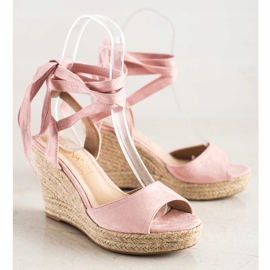 Sabatina Sandalias atadas en cuña rosa 1