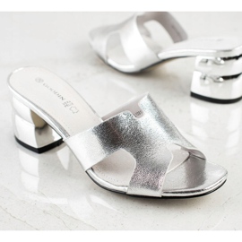 Goodin Pantuflas Plateadas Con Tacón Decorativo plata 1 Goodin Pantuflas Plateadas Con Tacón Decorativo plata 1