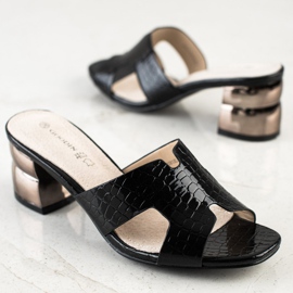 Goodin Pantuflas Negras Con Tacón Decorativo negro 1 Goodin Pantuflas Negras Con Tacón Decorativo negro 1