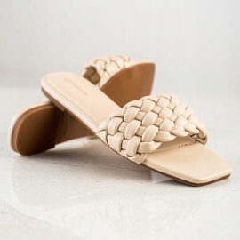 Goodin Pantuflas de Eco Piel Trenzada beige 1