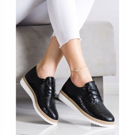 SHELOVET Zapatos negros con estampado de serpiente 2