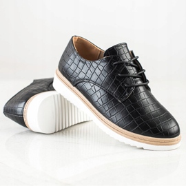 SHELOVET Zapatos negros con estampado de serpiente 1