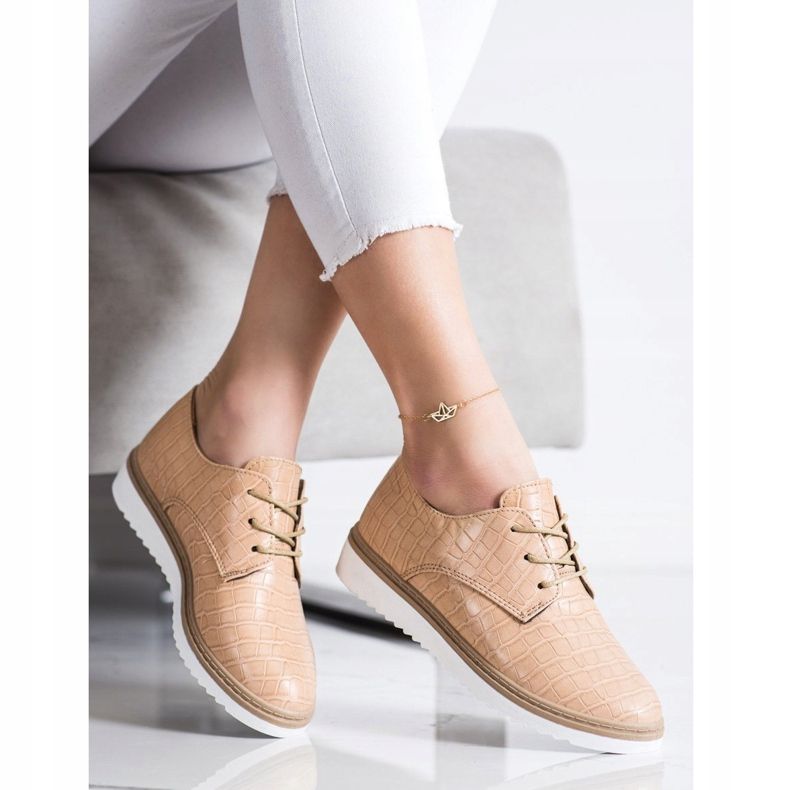 SHELOVET Zapatos con estampado de serpiente marrón 2