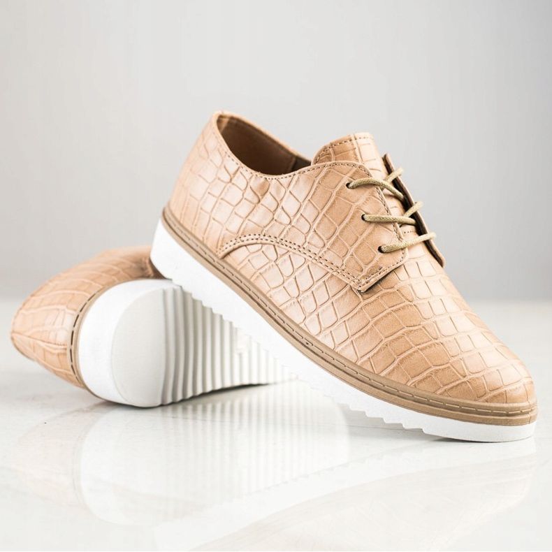 SHELOVET Zapatos con estampado de serpiente marrón 1