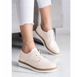 SHELOVET Zapatos beige con estampado de serpiente 3