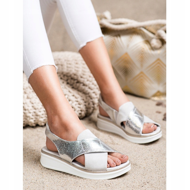 Sandalias cómodas en la plataforma Sergio Leone SK029 gris 1