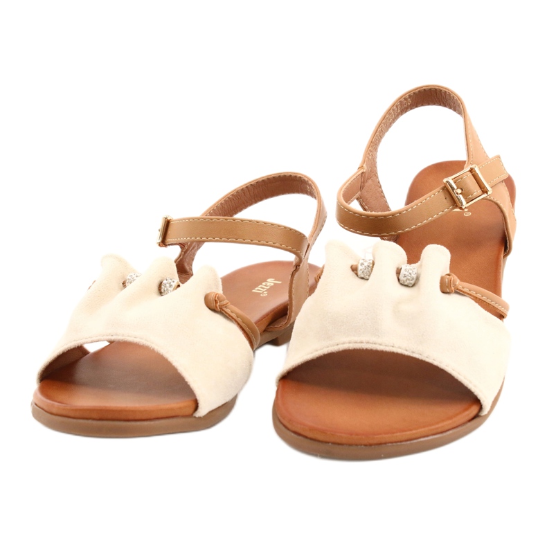 Sandalias de mujer con circonita JEZZI 21SD35-3520 beige marrón 1