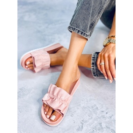 Pink Pantuflas de mujer rosa con volante 38862 Pink rosado 2