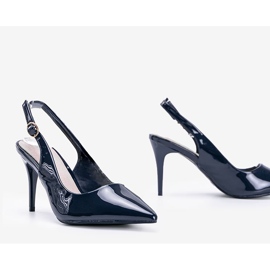 Zapatos de tacón azul marino lacados en un cinturón Cindy 1