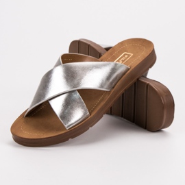 Filippo Pantuflas plateadas con estampado gris 4