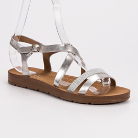 Filippo Sandalias plateadas con cristales gris 3